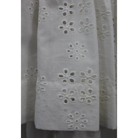 Women's Sz 4 6 Ivory Eyelet Platelet Dress Midi Layered - Picture 8 of 16